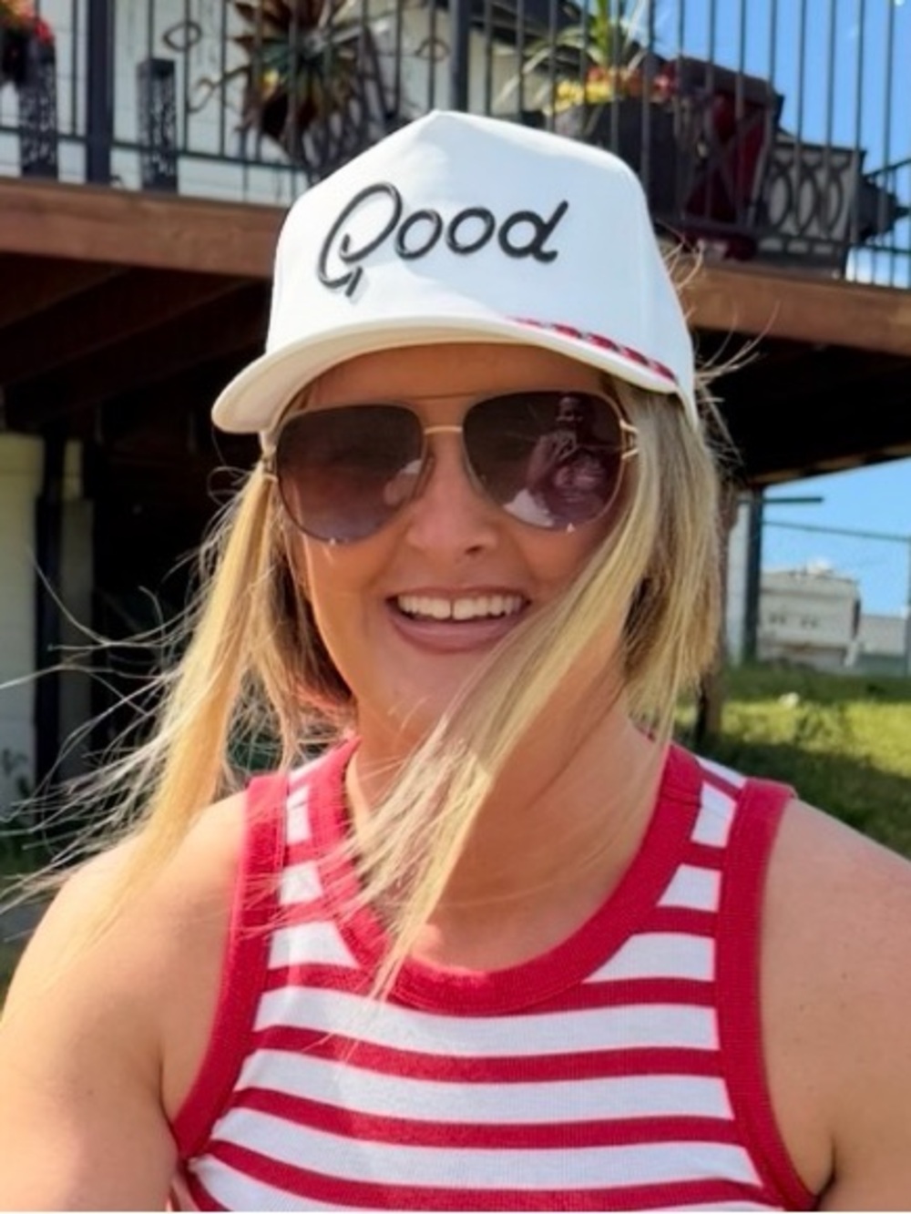 White 'Good' Embroidered Golf Cap - Women